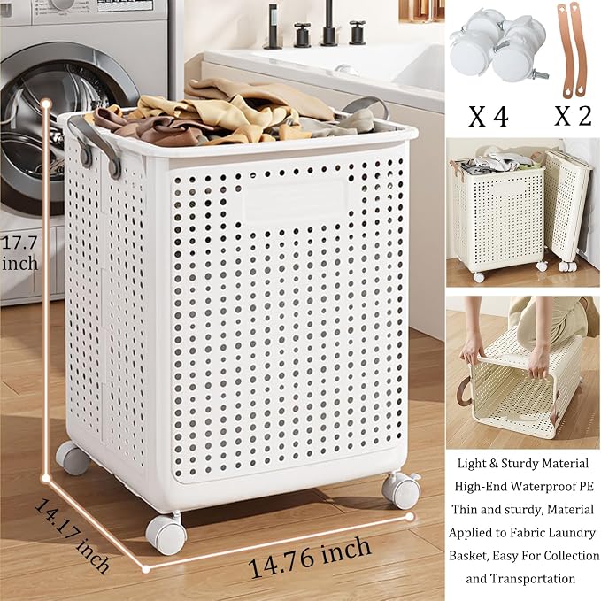 WESAPPINC Collapsible Large Laundry Hamper, Plastic Laundry Basket - Image 3