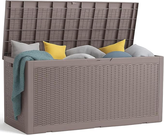 280 Gallon Large Resin Deck Box, Lockable Outdoor Storage Box by OutdoorLivingPerfected