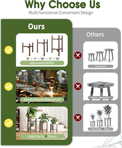 3 Pack Plant Stand Indoor Adjustable, Metal Modern Indoor Plant Stand, Heavy - Image 5