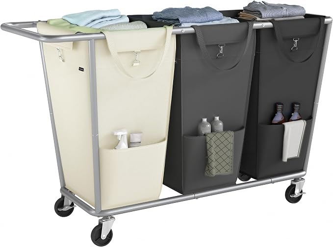 SONGMICS Laundry Basket with Wheels, 3-Section Laundry Sorter, 76.6 Gallons by SONGMICSbySONGMICSHOME