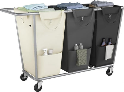 SONGMICS Laundry Basket with Wheels, 3-Section Laundry Sorter, 76.6 Gallons by SONGMICSbySONGMICSHOME