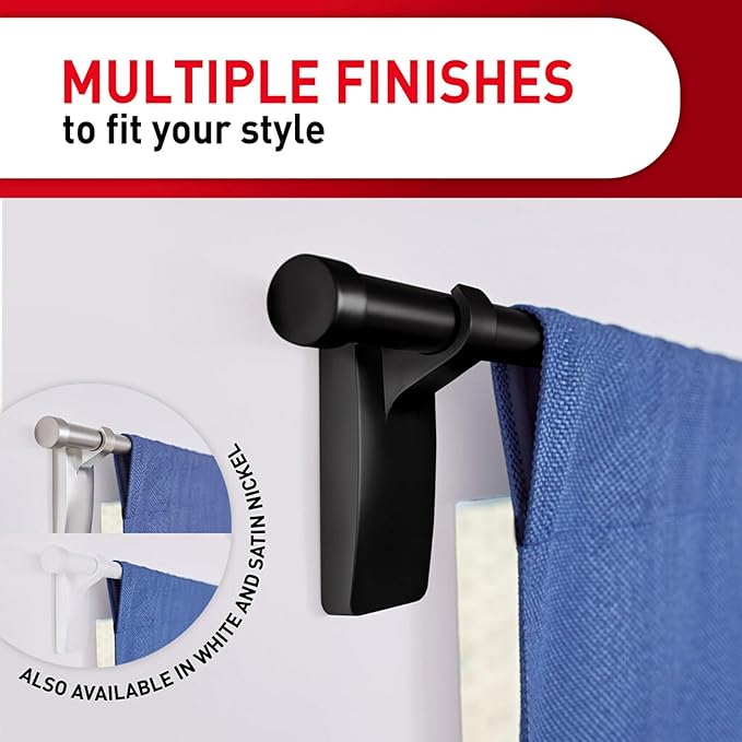 Command 10 lb Matte Black Curtain Rod Hooks, 2 Hooks and 4 Strips, No Drilling - Image 3