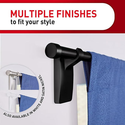Command 10 lb Matte Black Curtain Rod Hooks, 2 Hooks and 4 Strips, No Drilling - Image 3