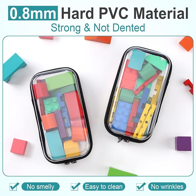 Sanwuta 6 Pcs Clear Hard Zipper Case Hard Plastic Zipper Pouches Transparent - Image 3