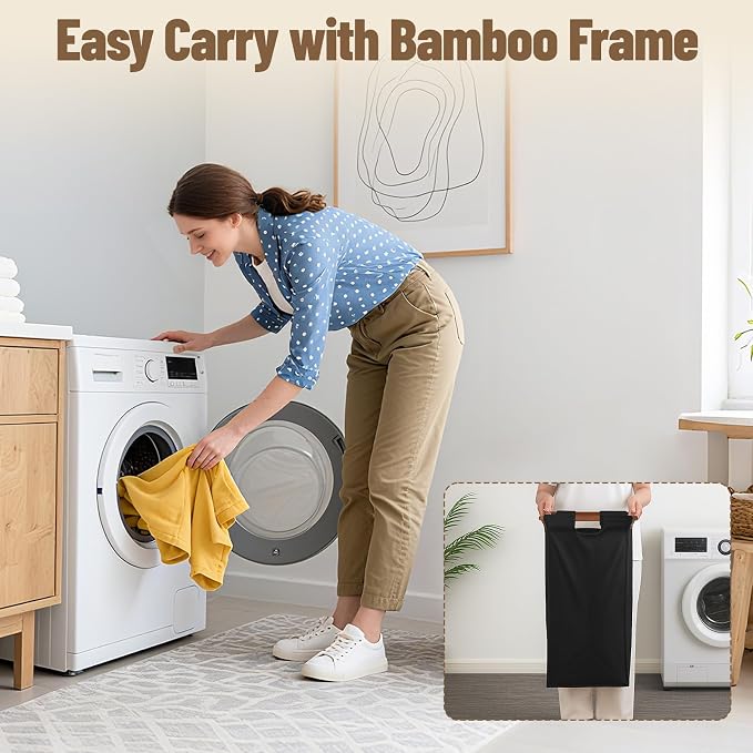 Bamboo Laundry Hamper 3 Section - Image 5