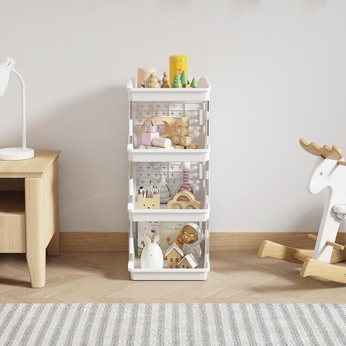 Lifewit 4 Tier Plastic Stackable Storage Baskets - Image 2