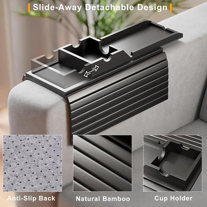 Couch Armrest Table, Sofa Arm Tray - 2 in 1 Anti-Slip Foldable Sofa Armchair - Image 2