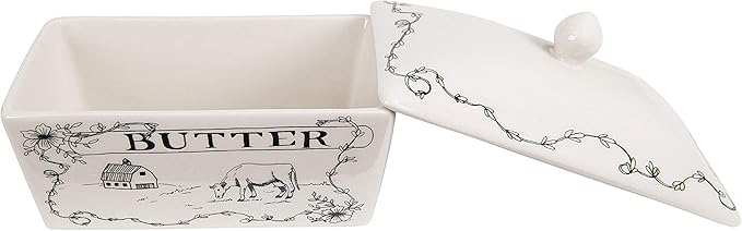 Creative Co-Op Country Stoneware Butter Dish - Image 4