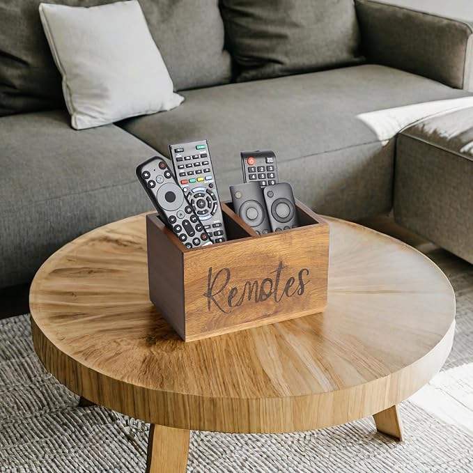 Acacia Wood TV Remote Holder, Caddy and Organizer - Image 7