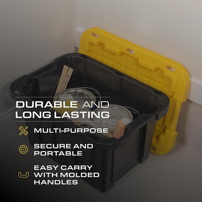 CX BLACK & YELLOW, 12-Gallon Heavy Duty Tough Storage Container & Snap-Tight Lid - Image 4