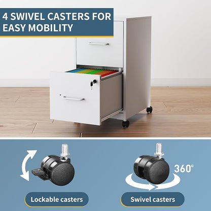 2 Drawer File Cabinet on Wheels, Mobile Filing Cabinets - Image 7