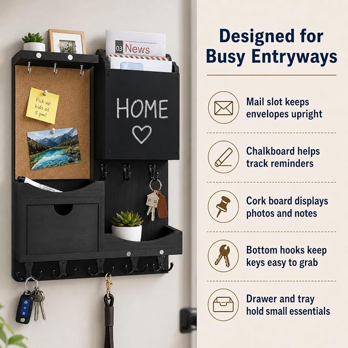 Key Holder Wall Mount, Mail Organizer Key Holder - Image 5