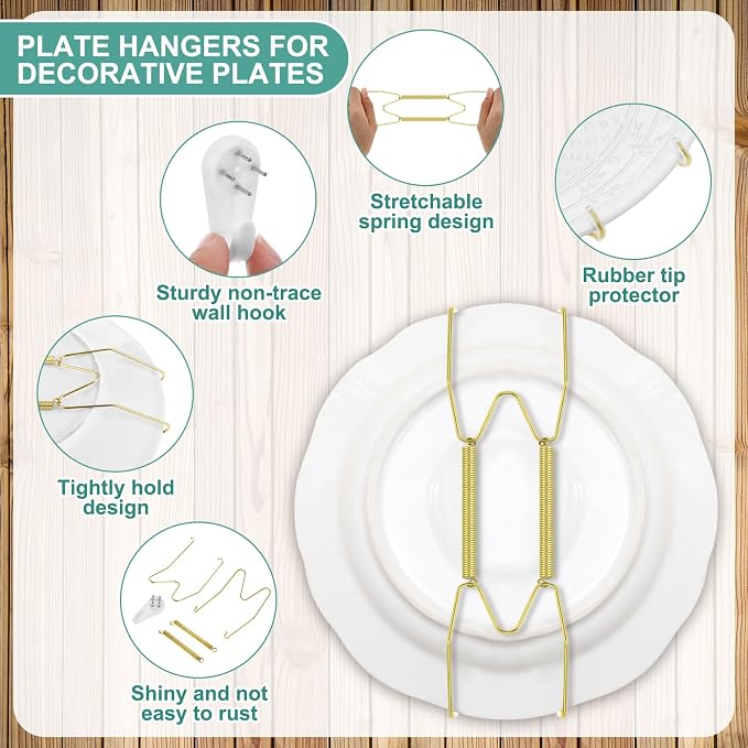 Hotop 12 Pieces Plate Hangers for Wall Stainless Steel Wire Invisible Heavy - Image 3