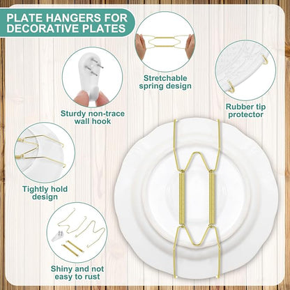 Hotop 12 Pieces Plate Hangers for Wall Stainless Steel Wire Invisible Heavy - Image 3