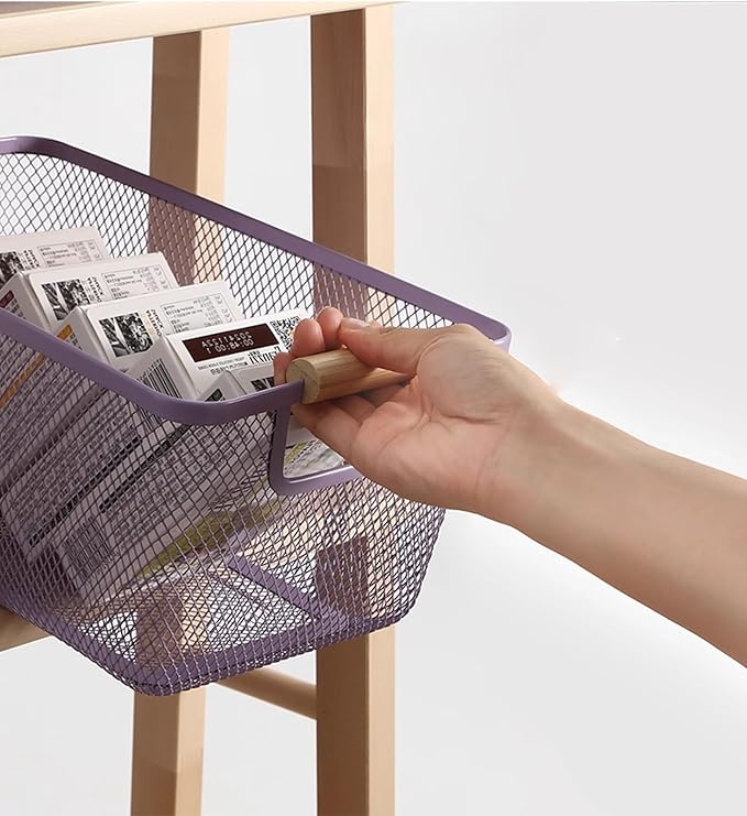 AJIODA Metal Mesh Steel Basket, Medium Wire Storage Organizer Basket - Image 6