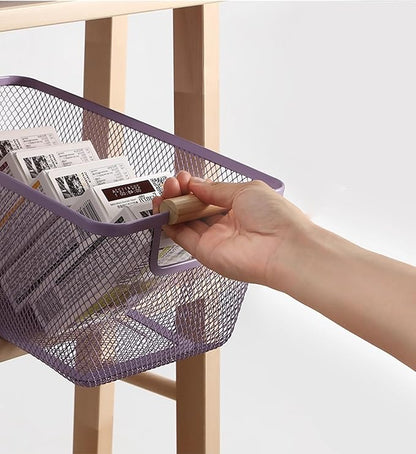 AJIODA Metal Mesh Steel Basket, Medium Wire Storage Organizer Basket - Image 6