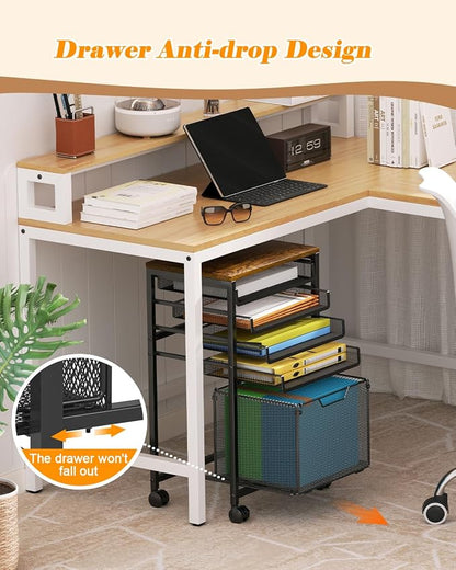 Feyejade Compact 5-Tier Rolling File Cart, Under Desk Metal Filing Cabinet | - Image 7