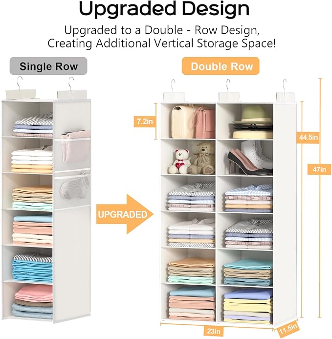 Dual-Row Hanging Closet Organizer – Foldable Clothes Storage Shelves - Image 2