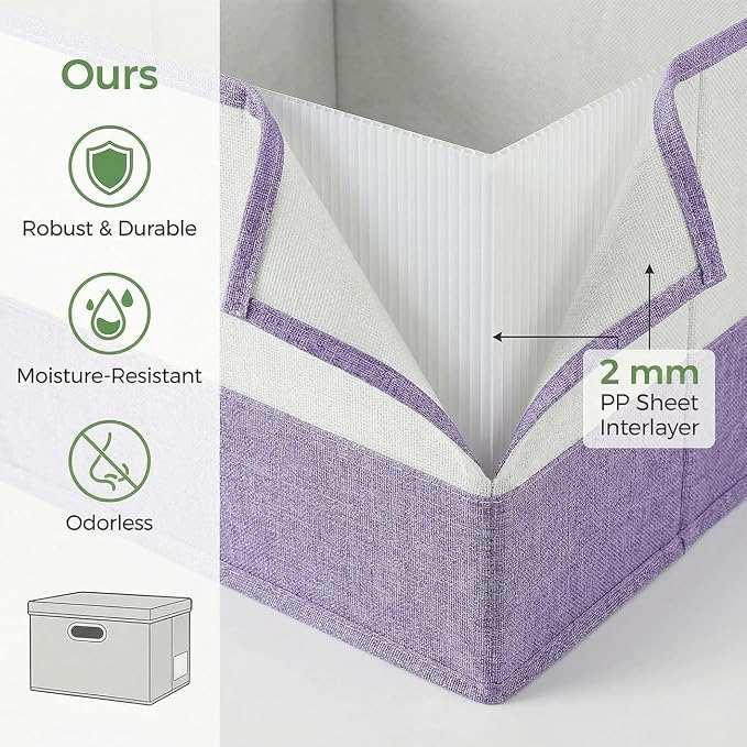 PRANDOM Storage Bins with Lids Linen Fabric Foldable Storage Boxes Organizer - Image 4