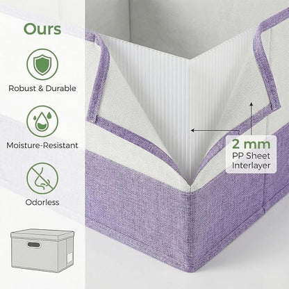 PRANDOM Storage Bins with Lids Linen Fabric Foldable Storage Boxes Organizer - Image 4