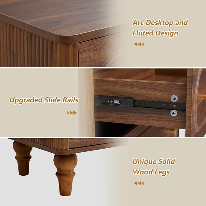 5 Drawer Fluted Dresser for Bedroom, Mid Century Modern Chest of Drawers - Image 4