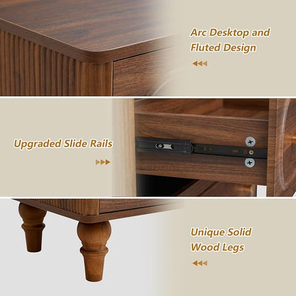 5 Drawer Fluted Dresser for Bedroom, Mid Century Modern Chest of Drawers - Image 4
