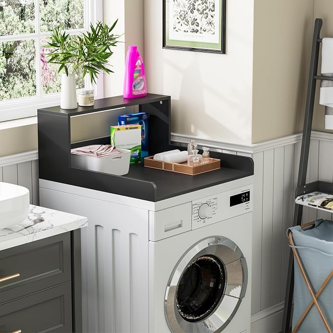 Washer Dryer Countertop with Shelf, 27.5" D x 27.5" W x 12.6" H, Sturdy Wood - Image 7