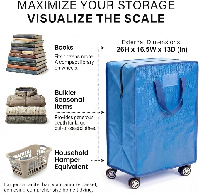 Oversized Wheeled Moving Bags, Heavy-Duty Zippered Tote - Image 2