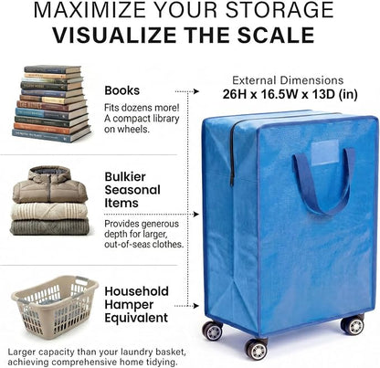 Oversized Wheeled Moving Bags, Heavy-Duty Zippered Tote - Image 2