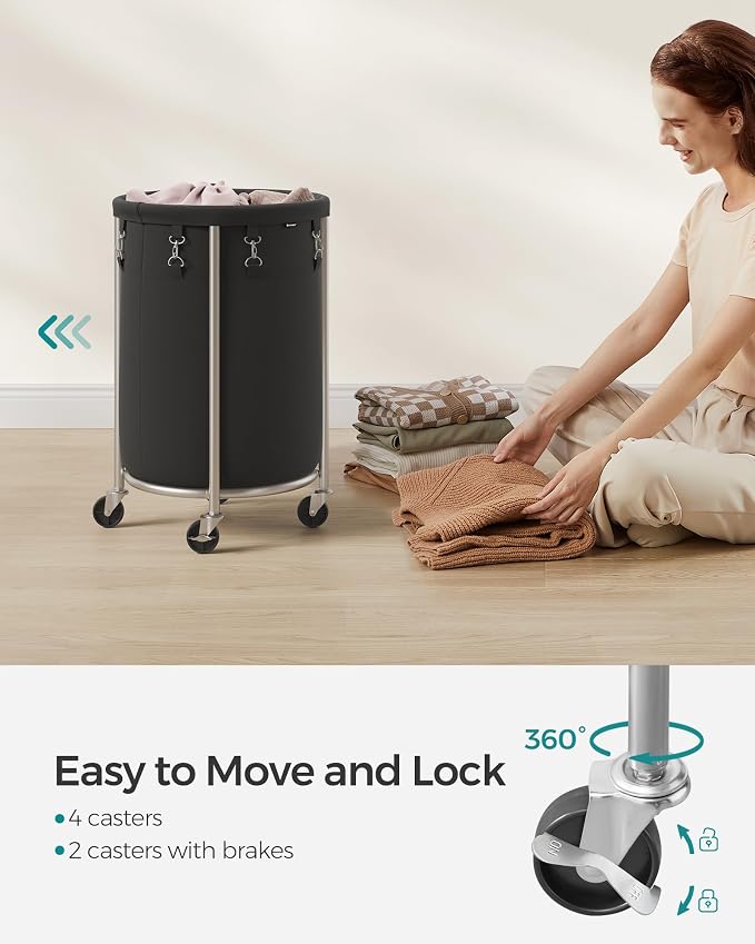 SONGMICS Laundry Basket, Rolling Steel Frame - Image 4