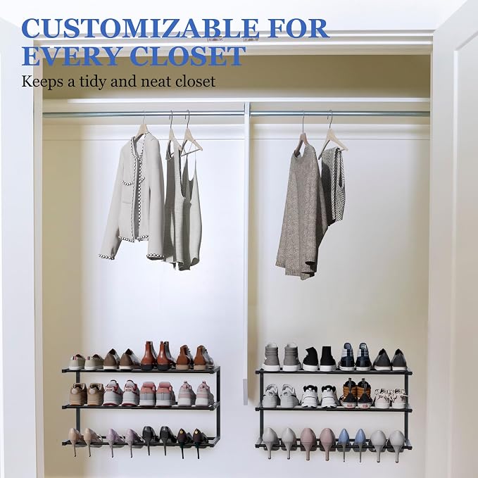 3 Pack Wall Mounted Shoe Rack, 3 Tier Hanging Shoe Rack Holds 36 Pairs - Image 5
