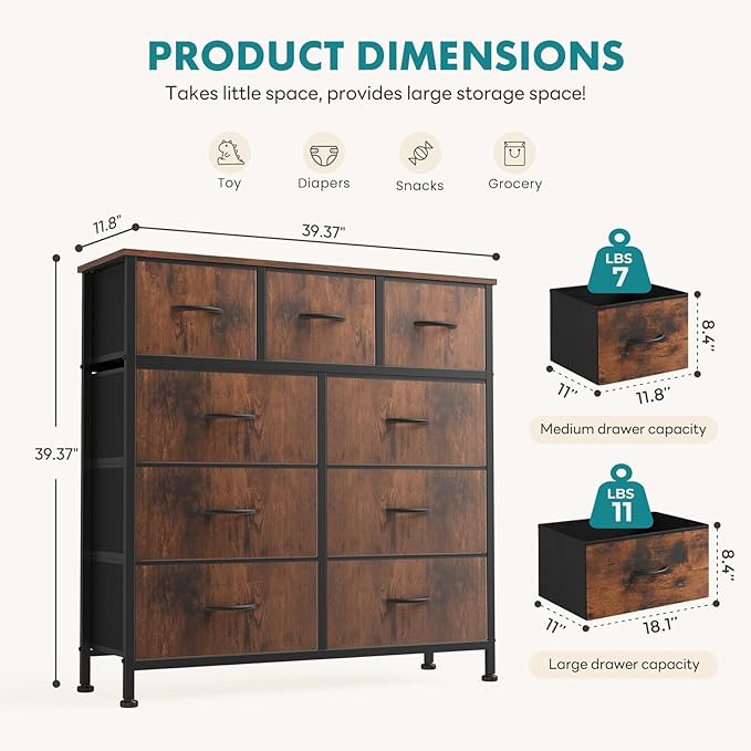 OLIXIS 9 Drawer Tall Dresser for Bedroom, Closet Organizers and Storage | - Image 3