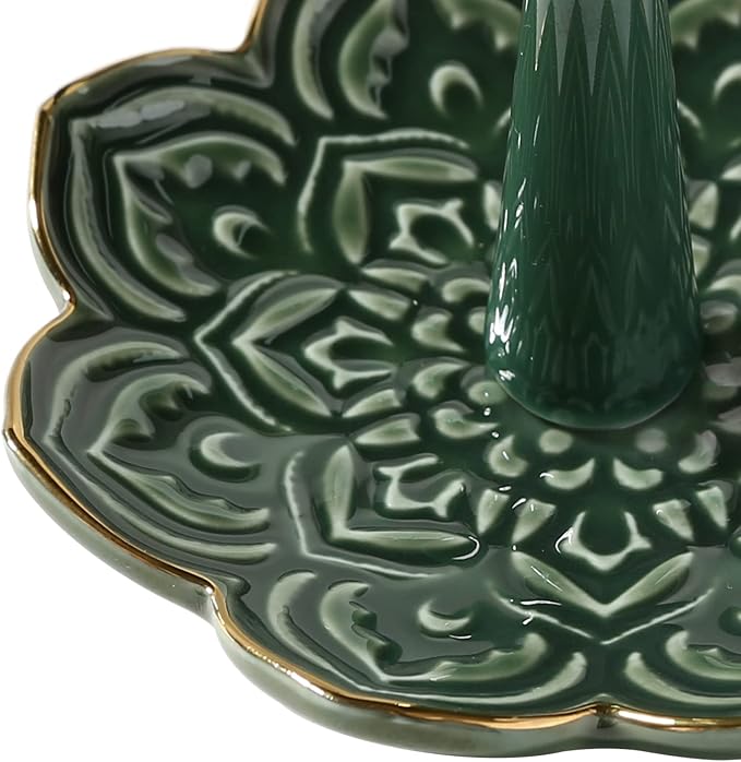 Ceramic Green Mandala Ring Holder Decorative Jewelry Holder/Trinket Tray - Image 7