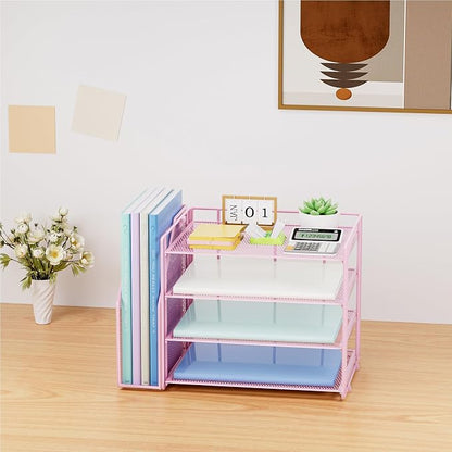 Marbrasse Desk Organizer and Accessories，4-Tier Paper Letter Tray Organizer - Image 7