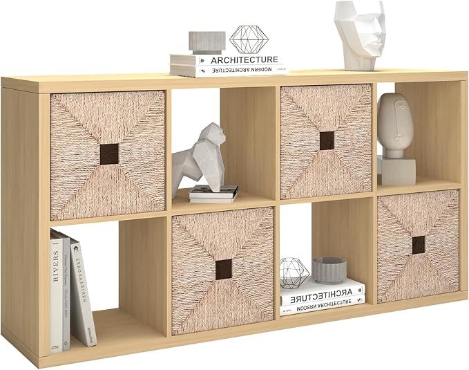 CTESNE【2026 Wooden Thick Frame 8 Cube Storage Organizer Shelf by CTESNE