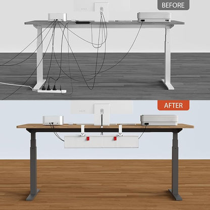 Univivi No Drill Under Desk Cable Management Tray, Clamp/Screw Mount Desk Cable - Image 7