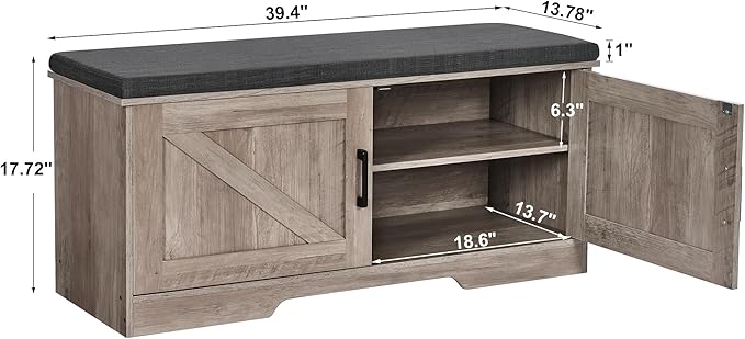 HOMSHO Farmhouse Shoe Storage Bench - Image 2
