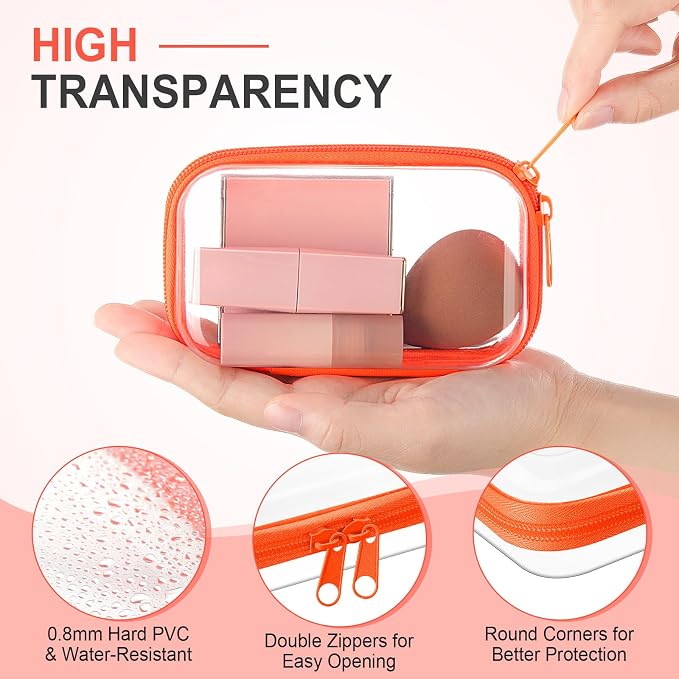 Hoolerry 4 Pcs Hard Clear Zipper Case Makeup Bags Plastic Pencil Pouch - Image 3