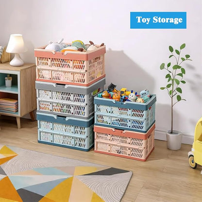 Collapsible Storage Crate with Handles, Milk Crates，33L Foldable Plastic - Image 5