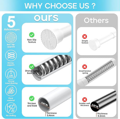 2 Pack Spring Tension Curtain Rod 32-76 inch, Adjustable Expandable Tension - Image 4