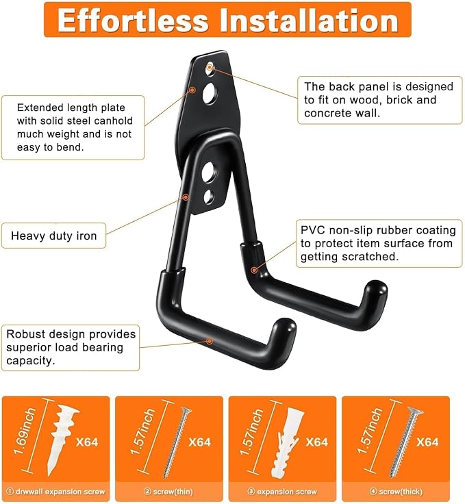 32 Pack Steel Garage Hooks Heavy Duty, Utility Wall Mount Hook - Image 4