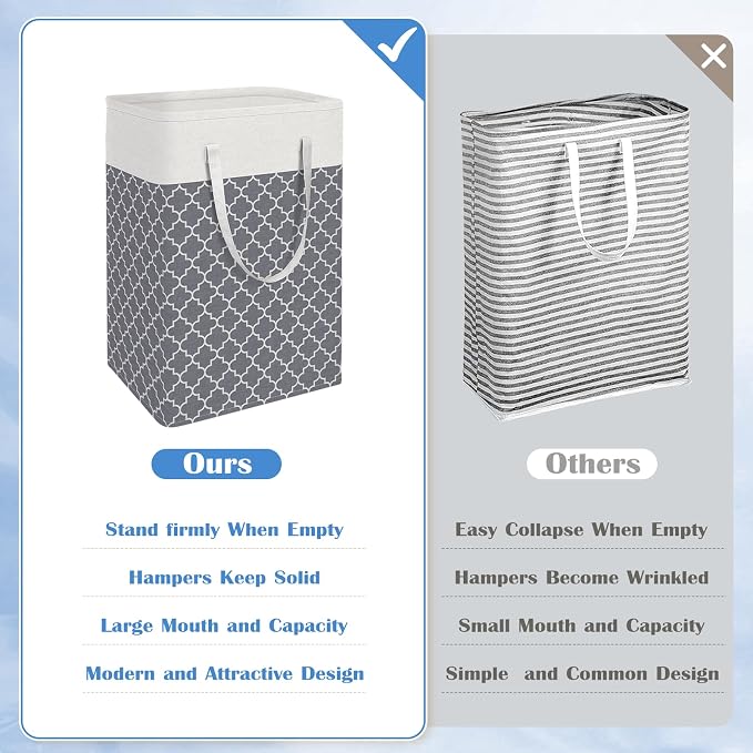 BlissTotes 3-Pack Laundry Basket, Freestanding＆Waterproof Laundry Hamper - Image 3