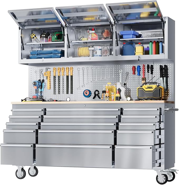 GarveeTech 72-Inch Heavy-Duty Rolling Tool Chest & Mobile Workbench, 15 Drawers by GarveeTech