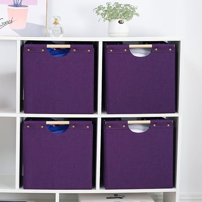 HOONEX Large Collapsible Storage Bins, Linen Fabric, Storage Baskets - Image 4
