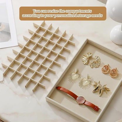 Large Jewelry Drawer Organizer Trays Set of 4, Stackable Velvet Jewelry Trays - Image 7