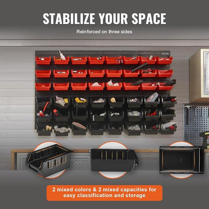VEVOR 48-Bin Wall Mounted Storage Bins Parts Rack Organizer Garage Shop Tool - Image 4