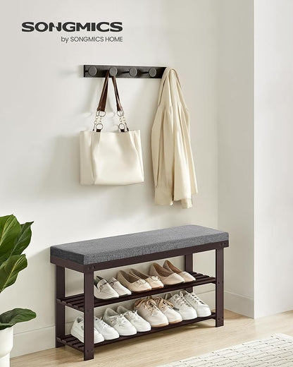 SONGMICS Bamboo Shoe Bench, 3-Tier Shoe Rack Organizer - Image 2