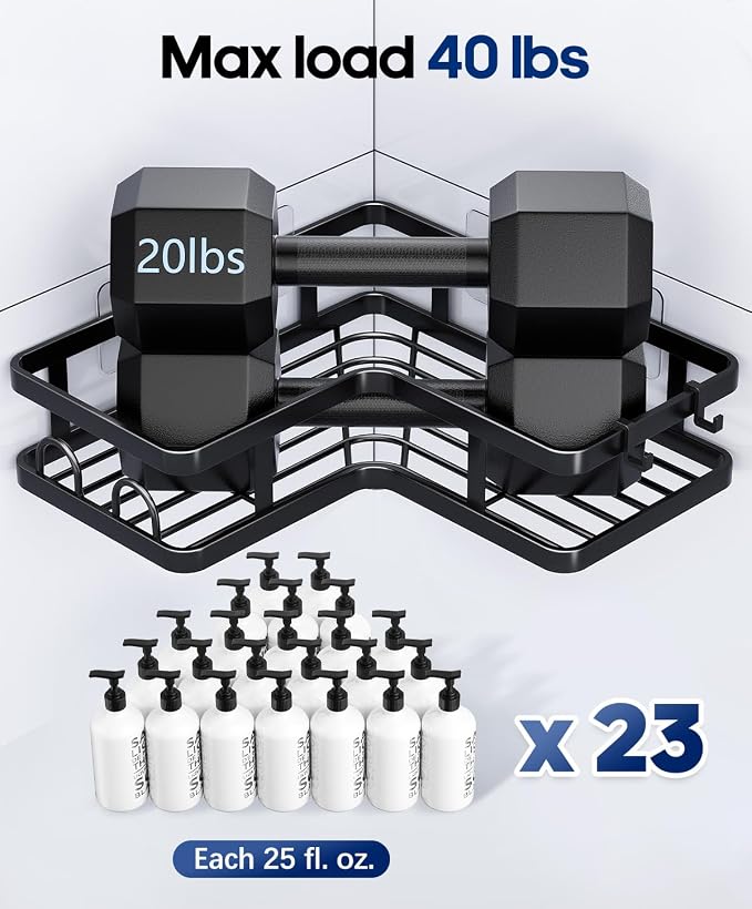 3 Pack Corner Shower Caddy Organizer, Rustproof Corner Shower Shelves, No - Image 4