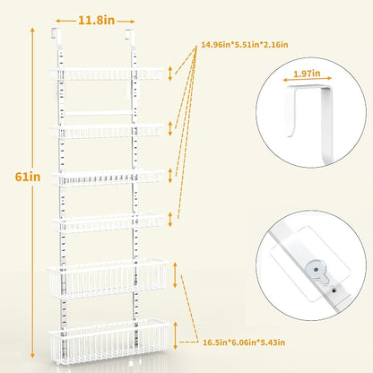 Moforoco Adjustable Over the Door Organizer, Metal Hanging Door Organizer - Image 3