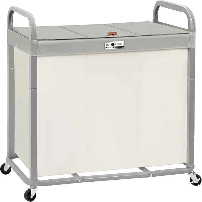 STORAGE MANIAC 3 Section Laundry Sorter, 60 Gal. Laundry Hamper Cart by STORAGEMANIAC